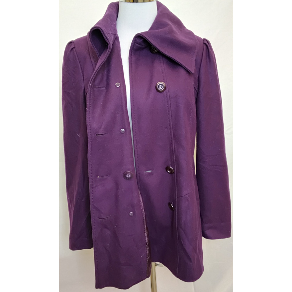 Guess Wool Blend Peacoat Women's Large Petite Purple Double Breasted #Z5447 - Picture 6 of 16